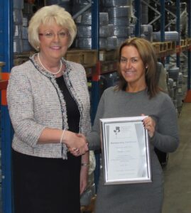 Gail Arnold and Val Gardner celebrate Winster joining the Platinum Group in 2016